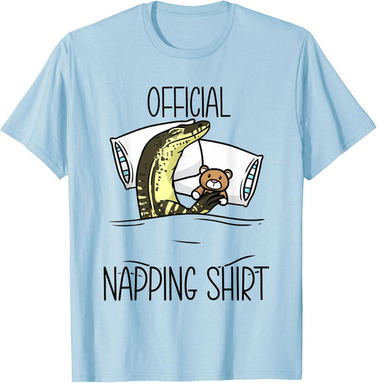 Sleeping Asian Water Monitor Lizard Reptile Napping T-Shirt - T-Shirt | Light Blue