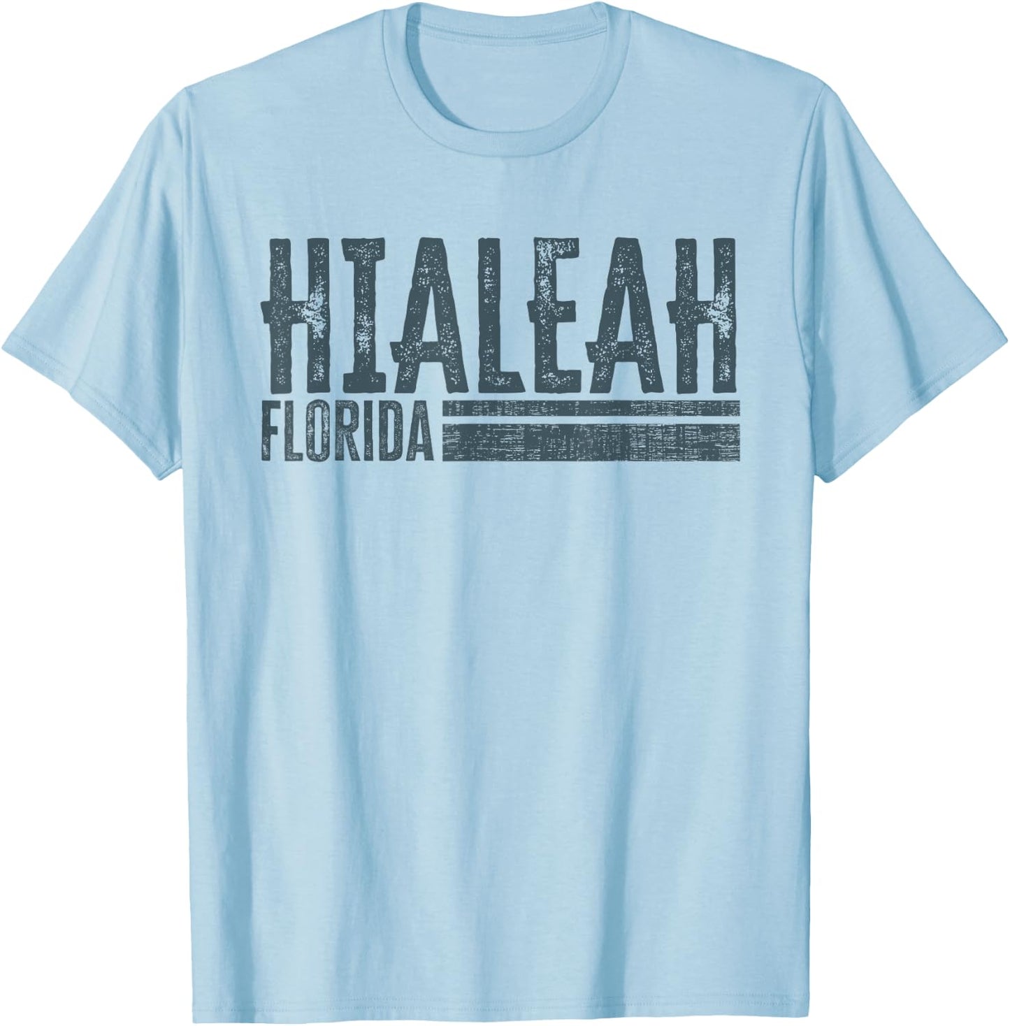 Hialeah Vintage Florida Design Retro Distressed T-Shirt - T-Shirt | Light Blue