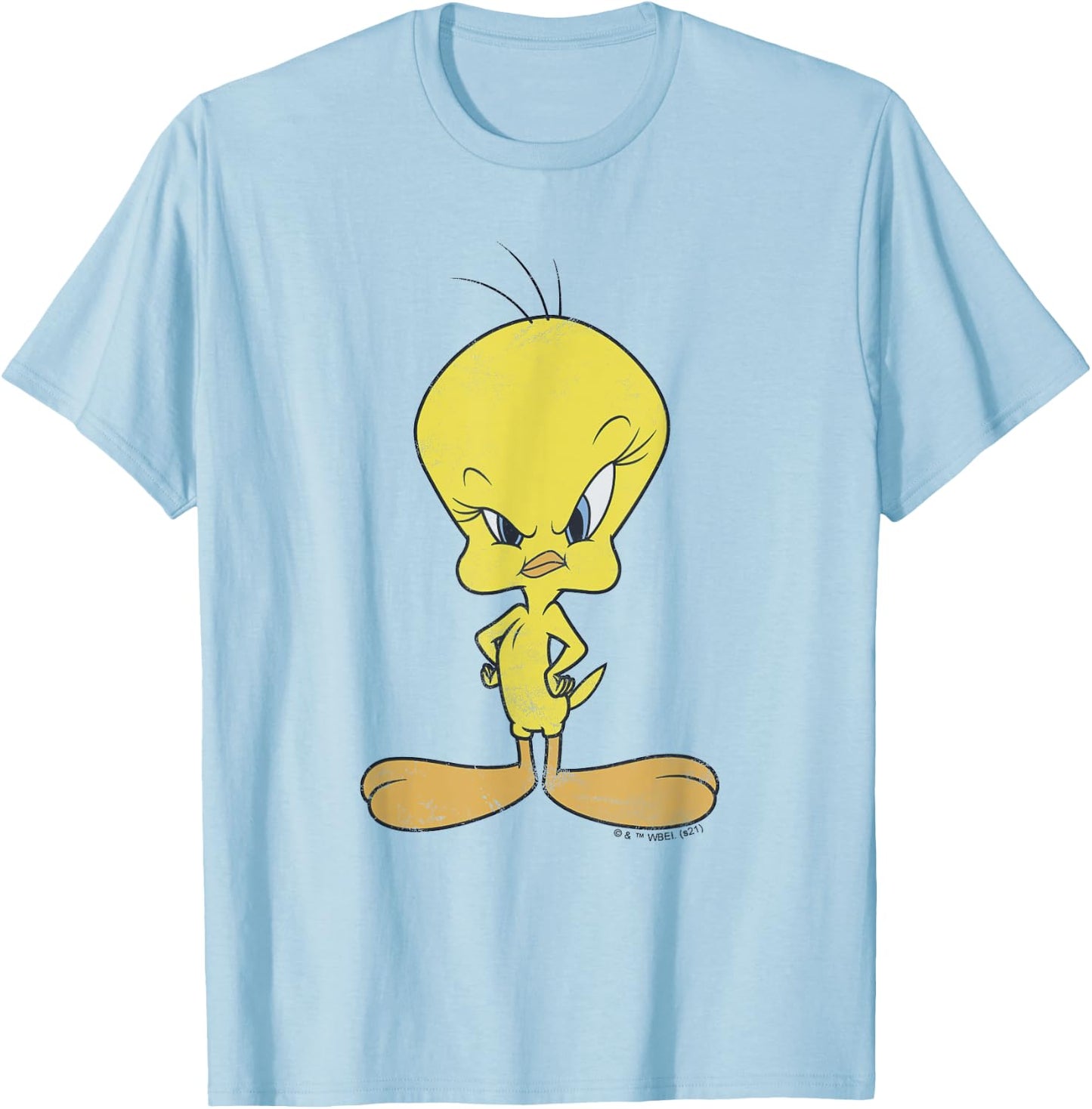 Looney Tunes Tweety Bird Distressed Glare Profile T-Shirt - T-Shirt | Light Blue