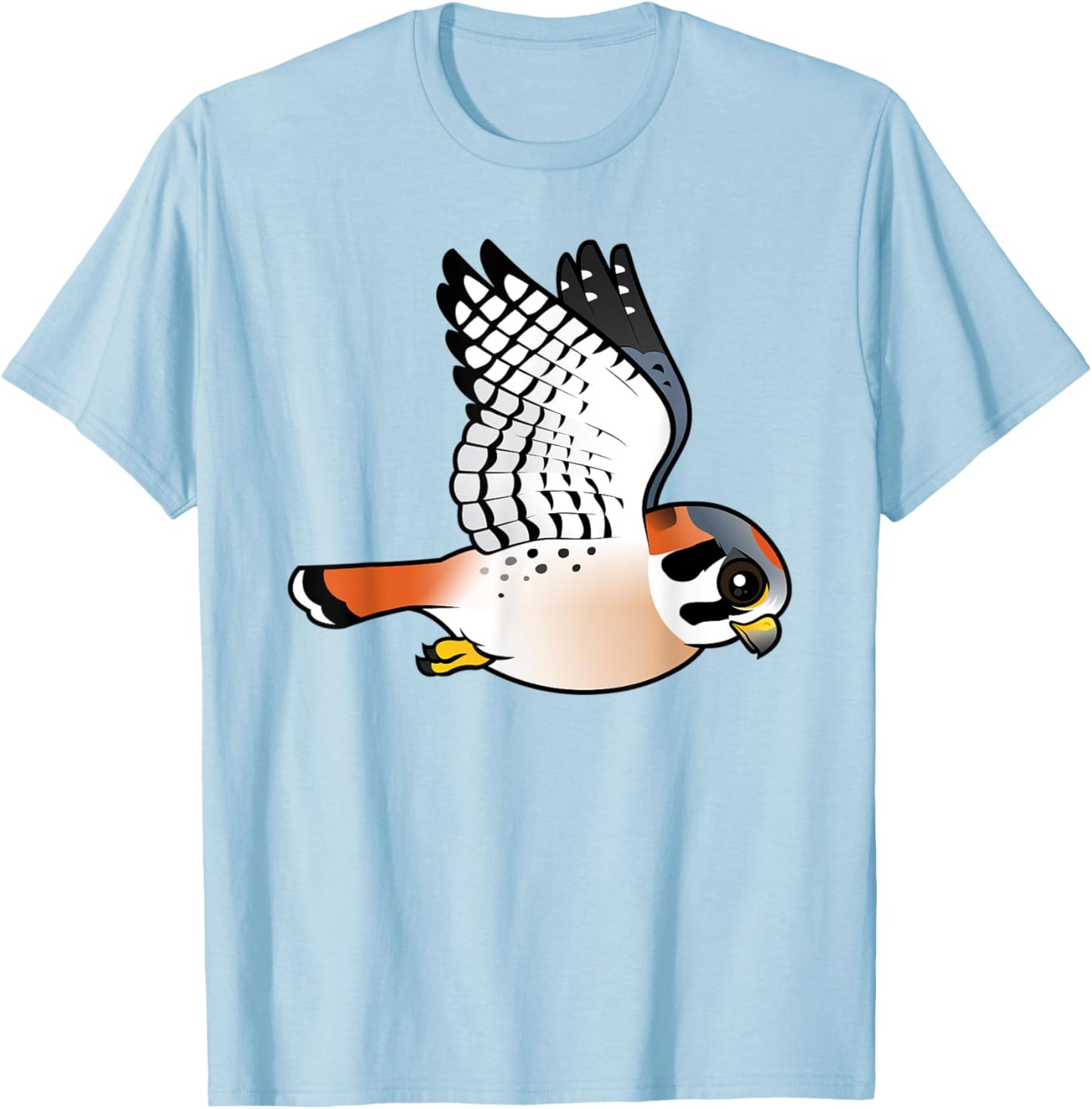 Cute Cartoon Flying Kestrel Falcon | Bird of Prey Raptor T-Shirt - T-Shirt | Light Blue
