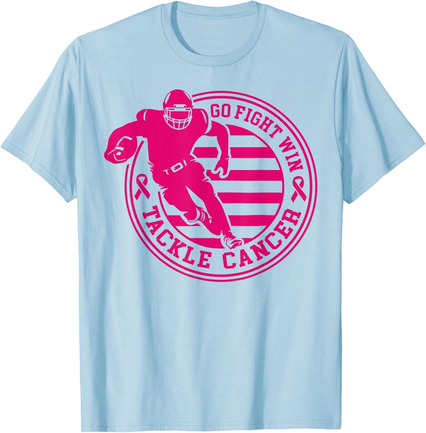 Tackle Breast Cancer Awareness Football Pink Ribbon Boys Kid T-Shirt - T-Shirt | Light Blue