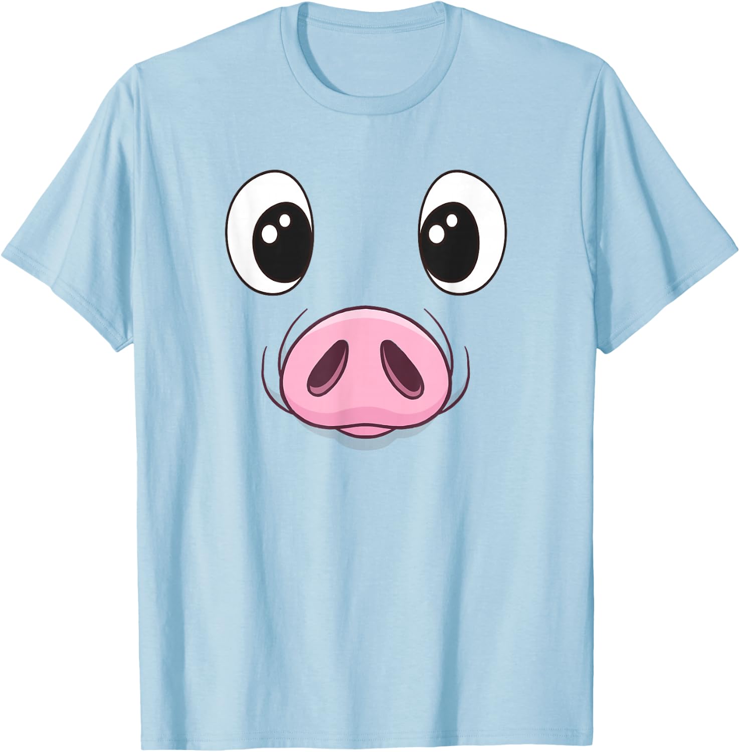 Pig Face Halloween Pig Costume Birthday Cute Pig Kids T-Shirt - T-Shirt | Light Blue