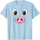 Pig Face Halloween Pig Costume Birthday Cute Pig Kids T-Shirt - T-Shirt | Light Blue
