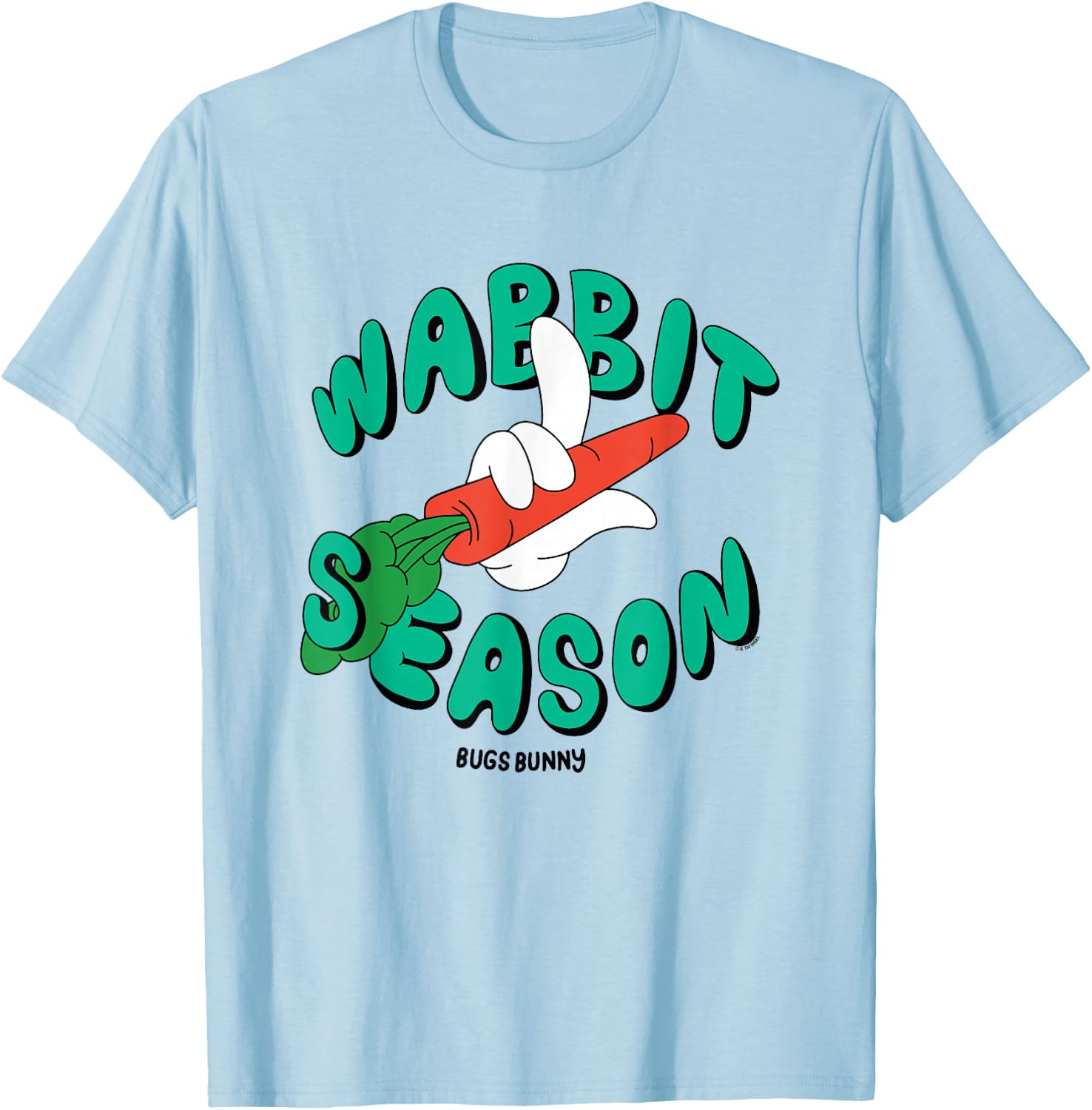 Looney Tunes Wabbit Season Bugs Bunny Carrot Logo T-Shirt - T-Shirt | Light Blue