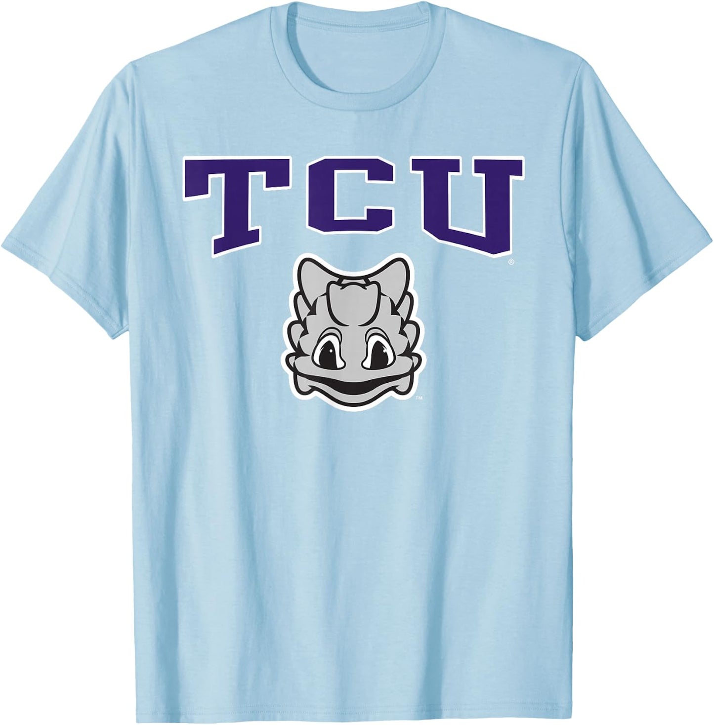 TCU Horned Frogs Mascot Arch Gray Officially Licensed T-Shirt - T-Shirt | Light Blue
