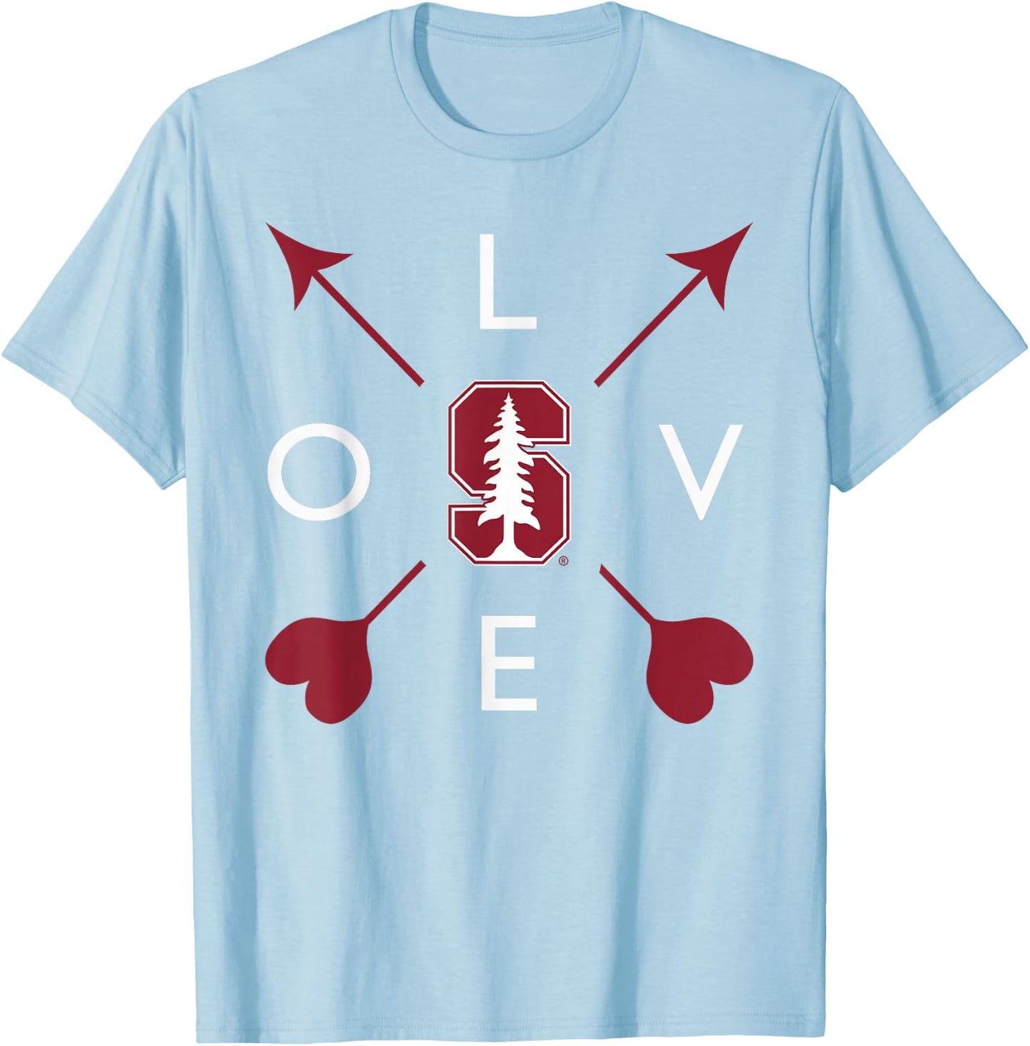 Stanford Cardinal Valentine Arrows Gray Officially Licensed T-Shirt - T-Shirt | Light Blue