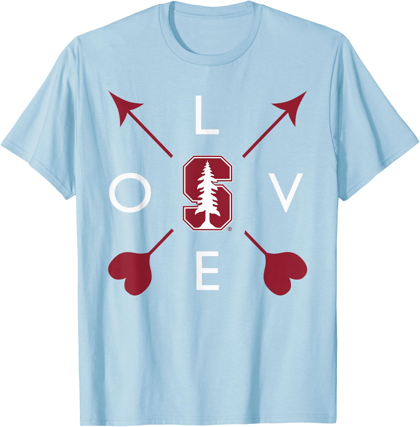 Stanford Cardinal Valentine Arrows Gray Officially Licensed T-Shirt - T-Shirt | Light Blue