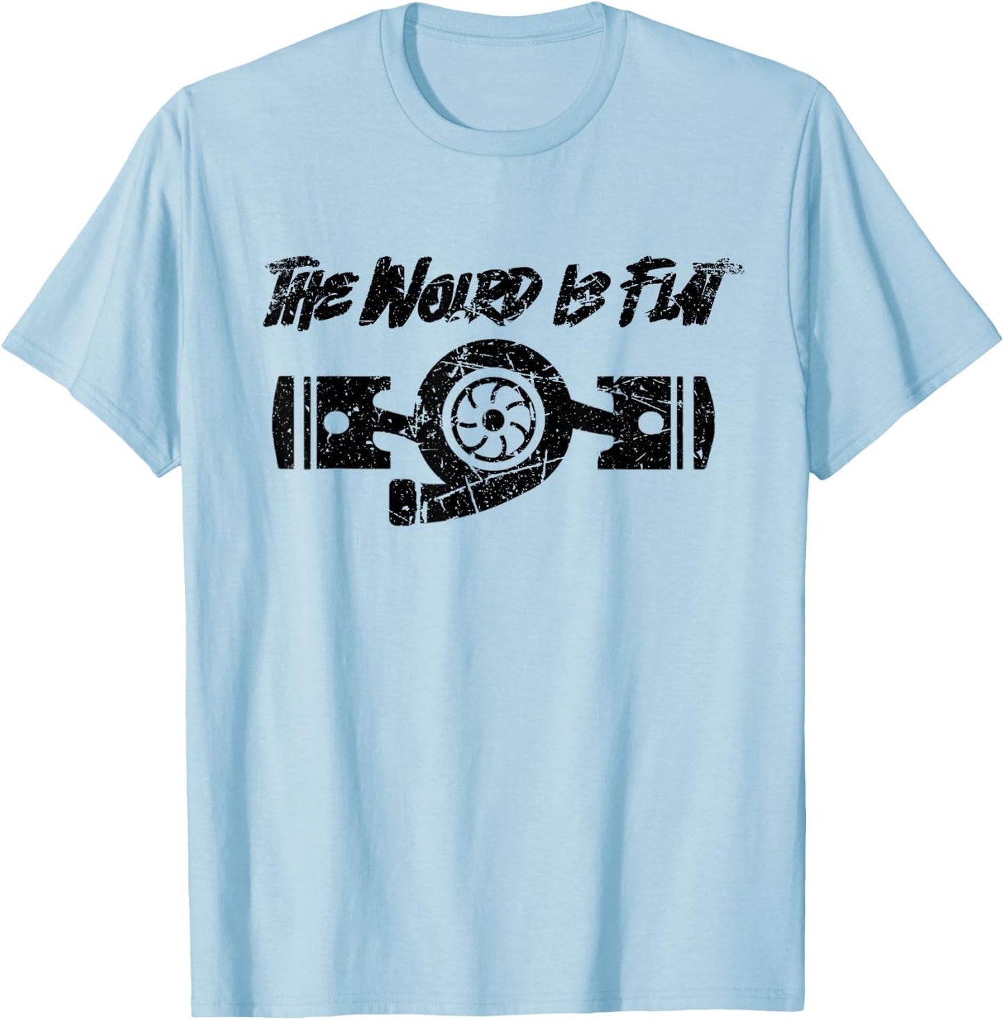 The World Is Flat - Flat Four Boxer Engine JDM Racecar T-Shirt - T-Shirt | Light Blue