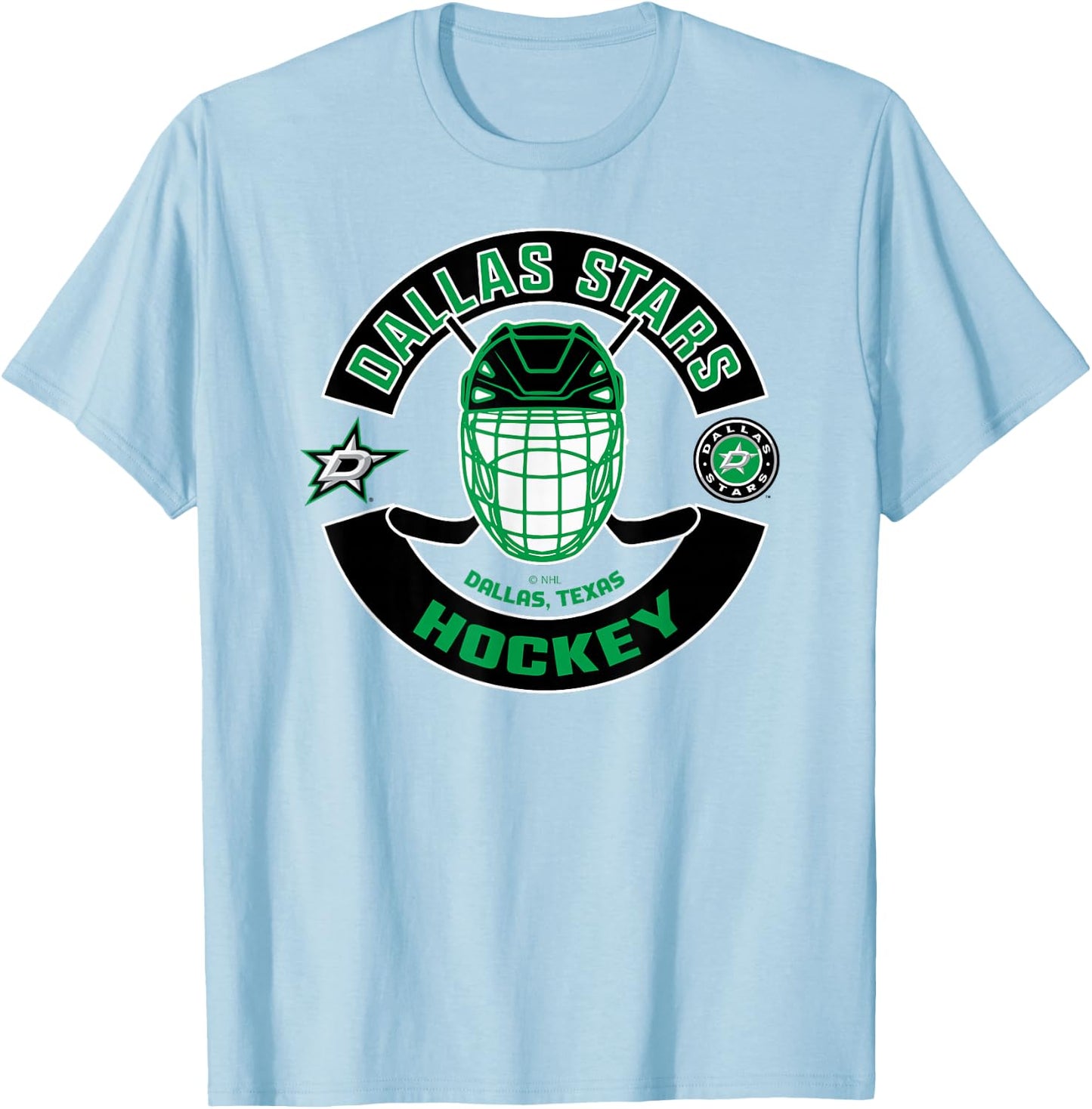 Dallas Stars Mask Gray Officially Licensed T-Shirt - T-Shirt | Light Blue