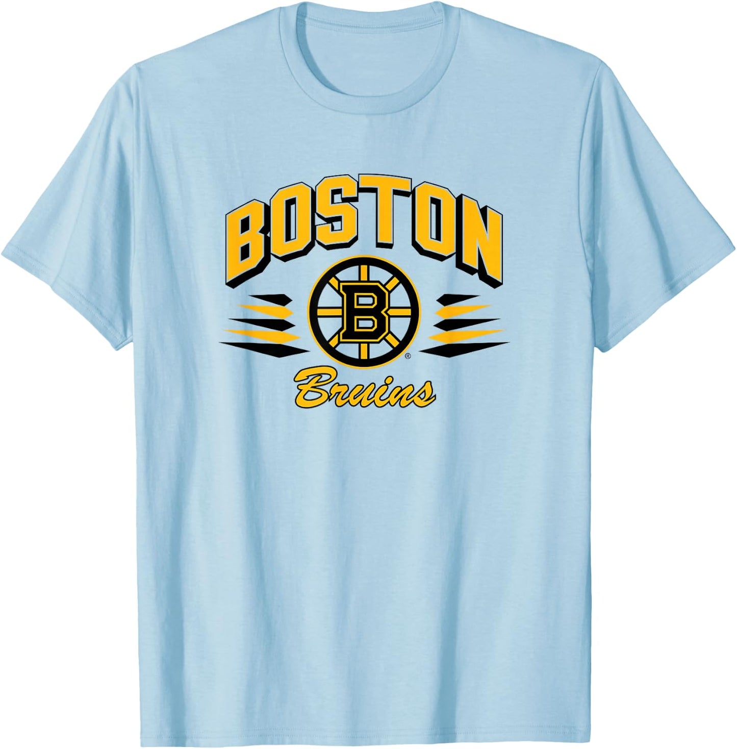 Boston Bruins Retro Diamond White Officially Licensed T-Shirt - T-Shirt | Light Blue