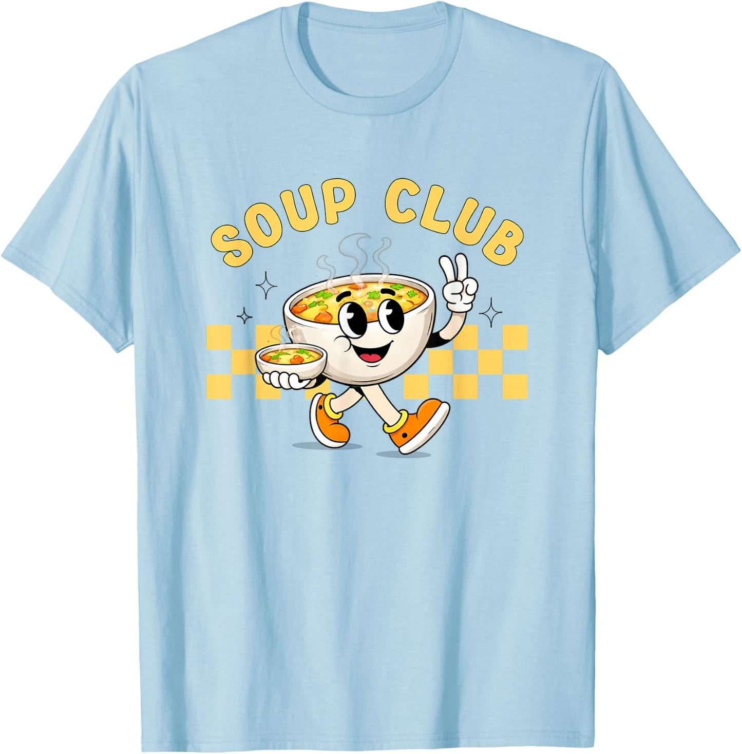 Soup Lover Club Cute Food Mascot Foodie Chicken Soup T-Shirt - T-Shirt | Light Blue