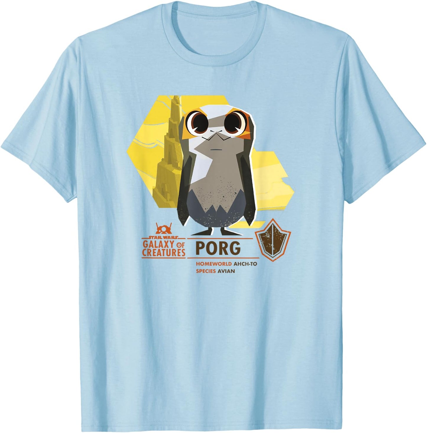 Star Wars Galaxy Of Creatures Porg Poster T-Shirt - T-Shirt | Light Blue