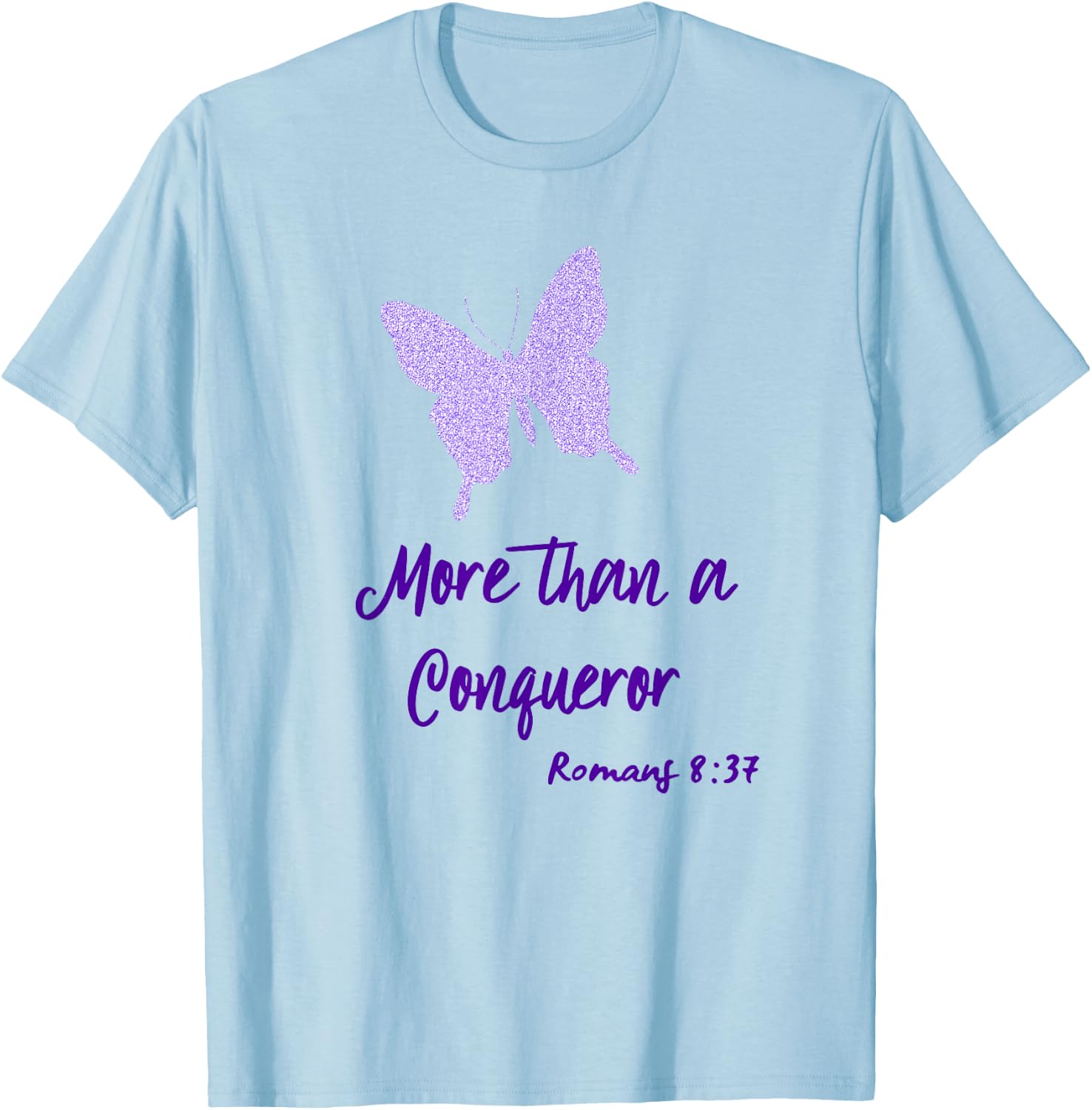 More Than a Conqueror Butterfly T-Shirt - T-Shirt | Light Blue
