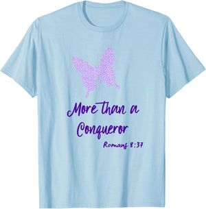 More Than a Conqueror Butterfly T-Shirt - T-Shirt | Light Blue