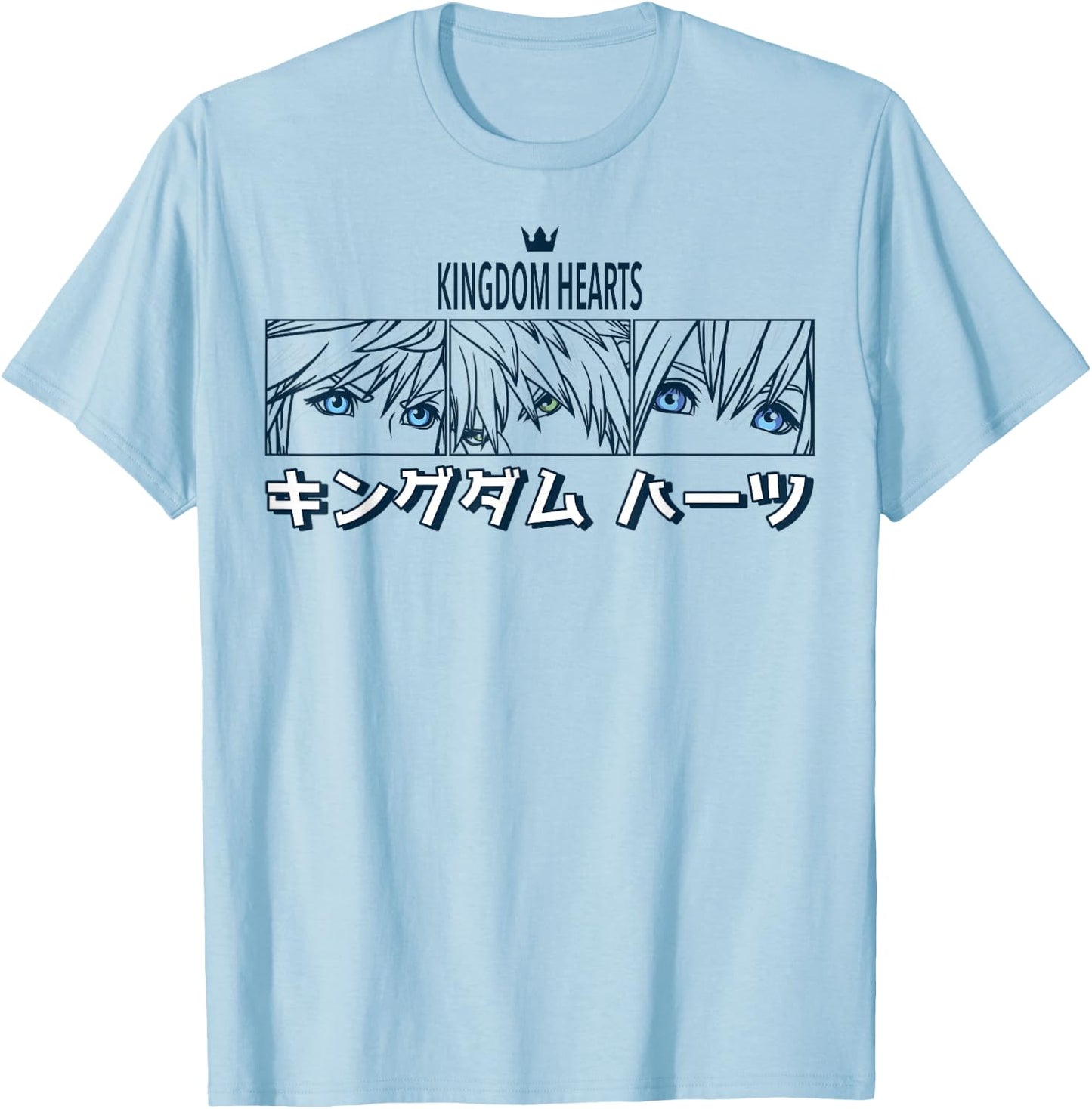 Disney Kingdom Hearts Sora Riku Kairi Kanji Panel T-Shirt - T-Shirt | Light Blue