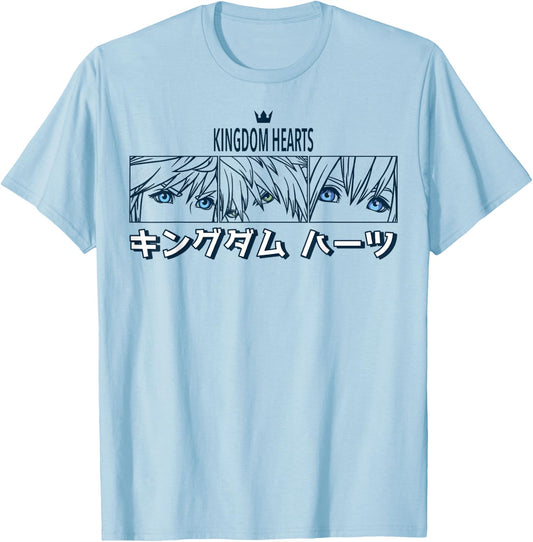Disney Kingdom Hearts Sora Riku Kairi Kanji Panel T-Shirt - T-Shirt | Light Blue