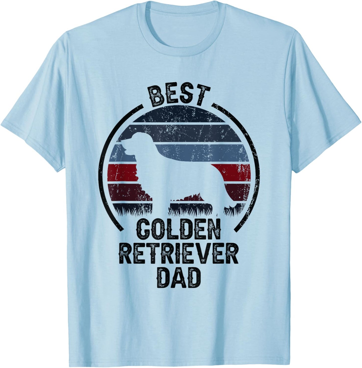 Best Dog Father Dad - Vintage Golden Retriever T-Shirt - T-Shirt | Light Blue