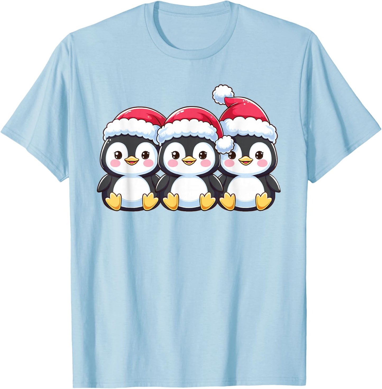 Penguin Christmas Santa Claus Animals Cute Penguins T-Shirt - T-Shirt | Light Blue