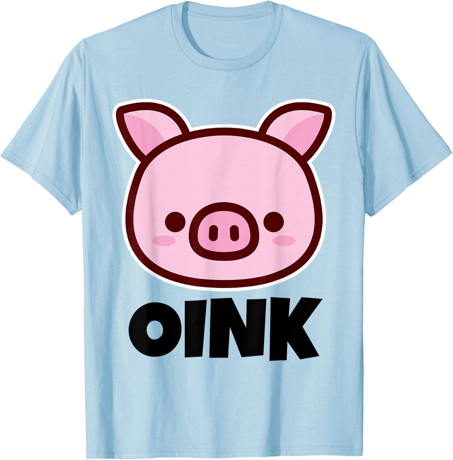 OINK Cute Childrens Pig Design for Kids | Cartoon Pig Face T-Shirt - T-Shirt | Light Blue
