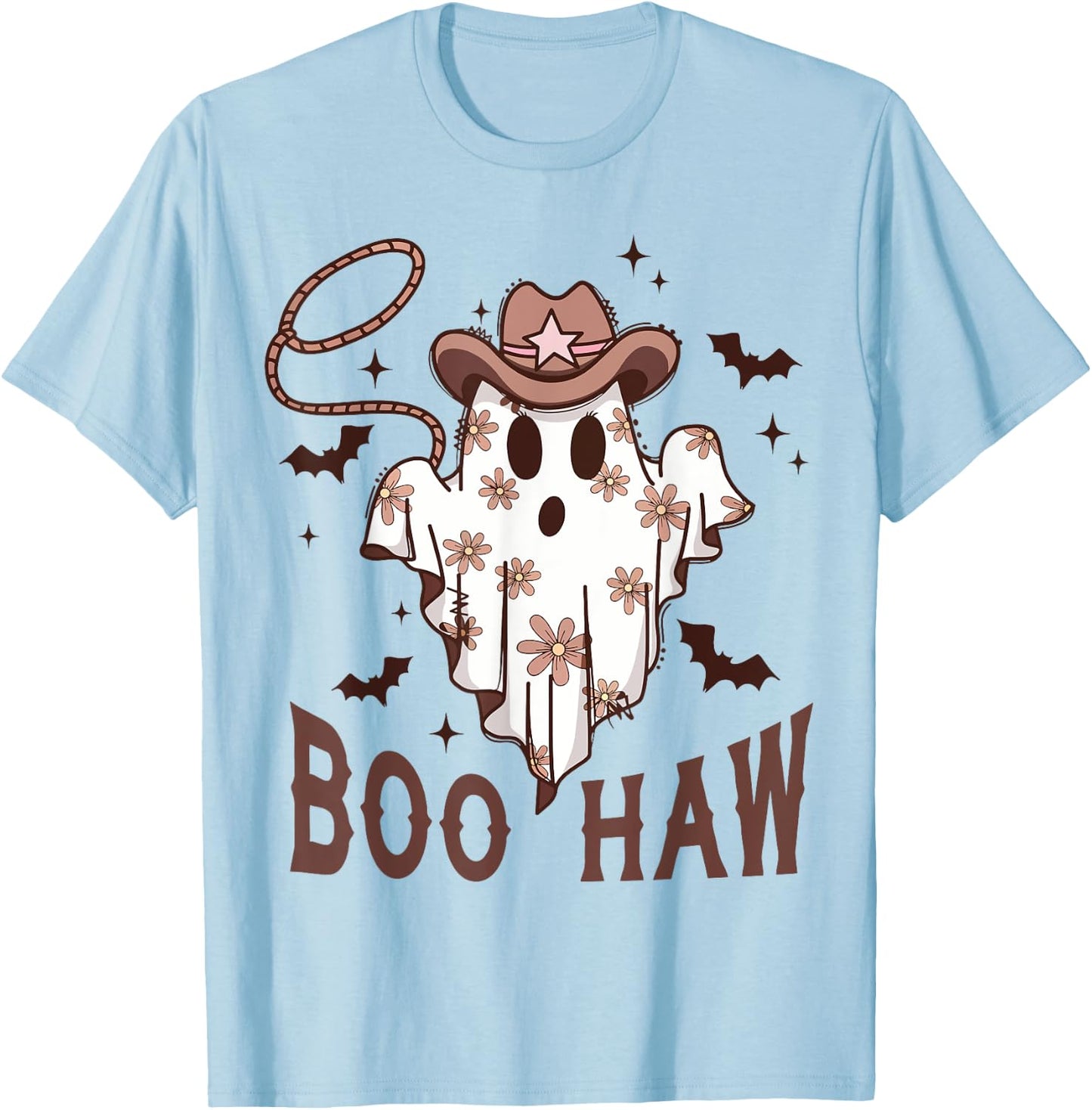 Boo Haw Cute Ghost Funny Cowboy Cowgirl Western Halloween T-Shirt - T-Shirt | Light Blue
