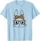 Cute Bunny Face Leopard Glasses Bandana Easter Christian T-Shirt - T-Shirt | Light Blue