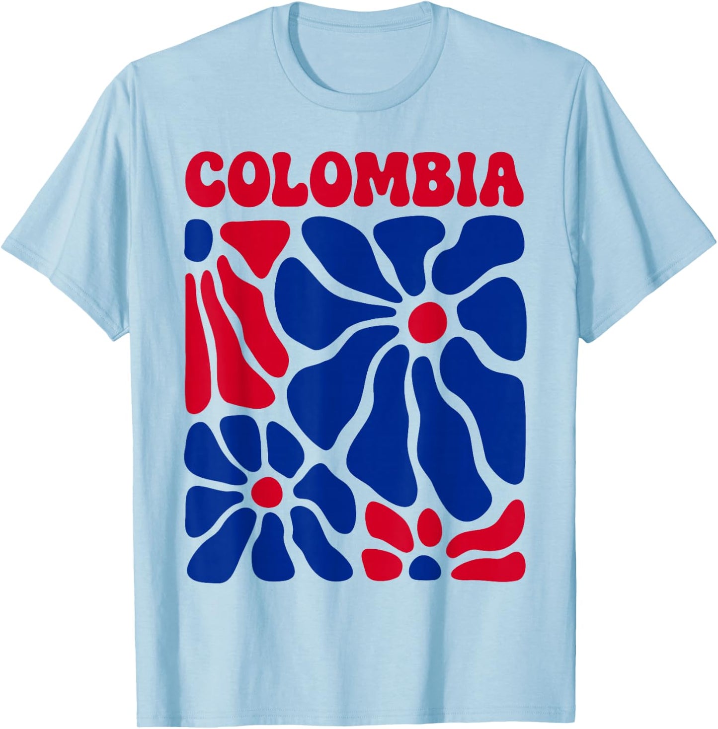 Colombia Floral Boho Flowers Cute Groovy Colombian Girl T-Shirt - T-Shirt | Light Blue