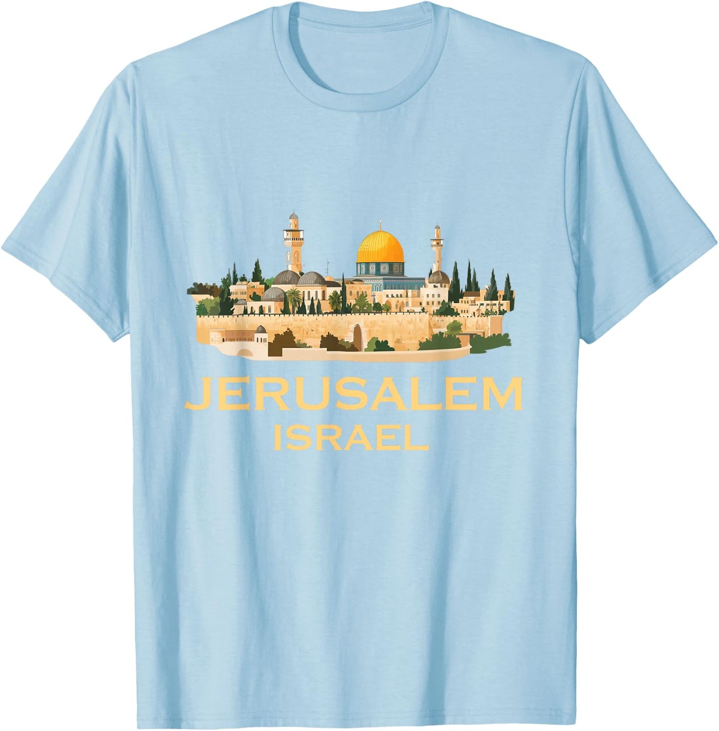 Jerusalem Souvenir Israel Skyline Jewish Israeli Women Men T-Shirt - T-Shirt | Light Blue