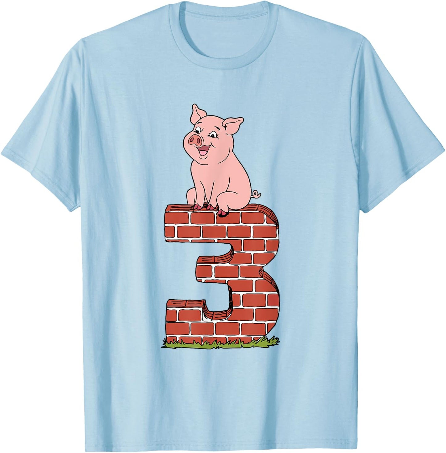 Three Little Pigs Pig 3 Easy Costume Kids Men Women T-Shirt - T-Shirt | Light Blue