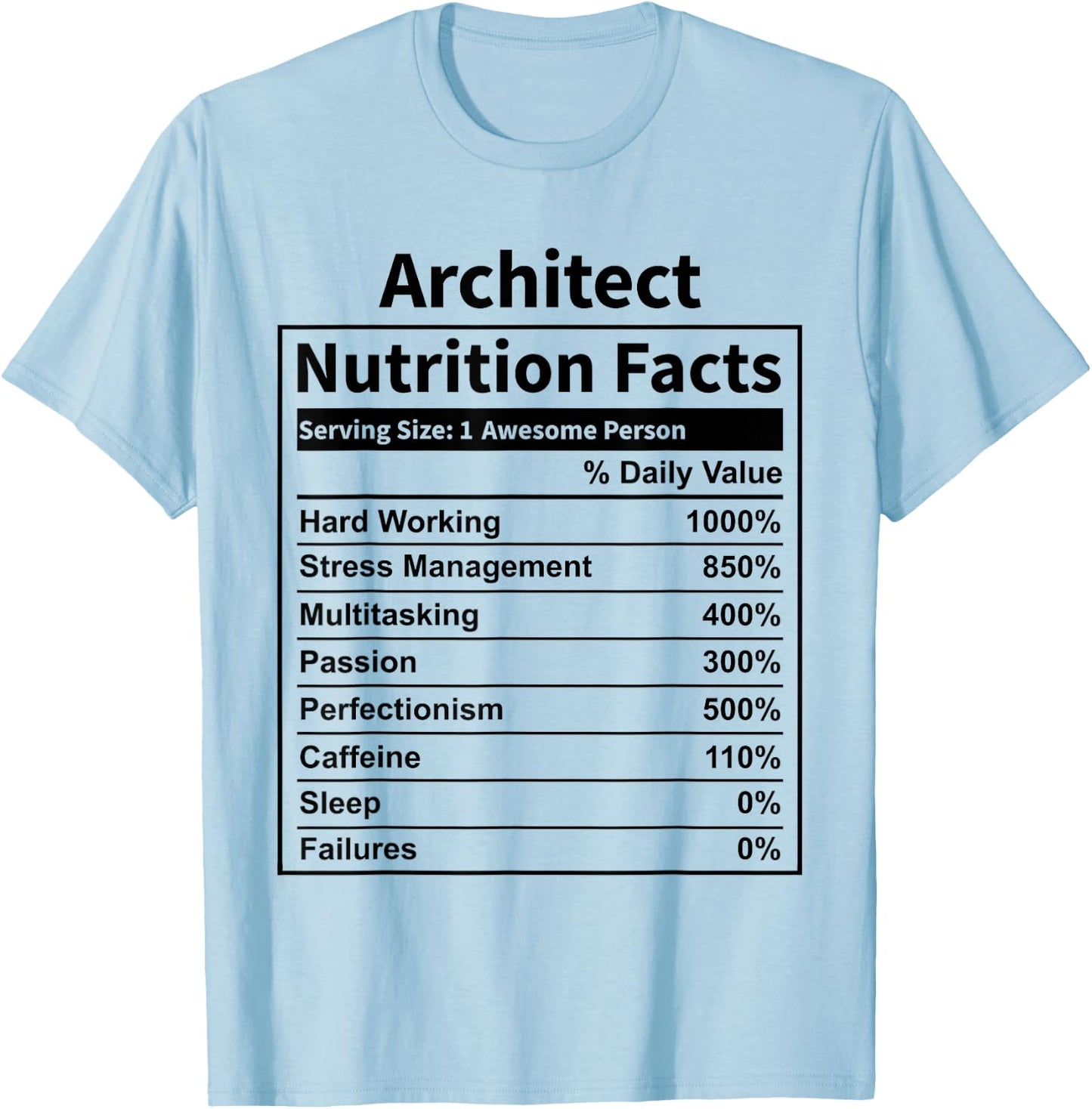 Architect Nutrition Facts Funny & Women Architecture T-Shirt - T-Shirt | Light Blue
