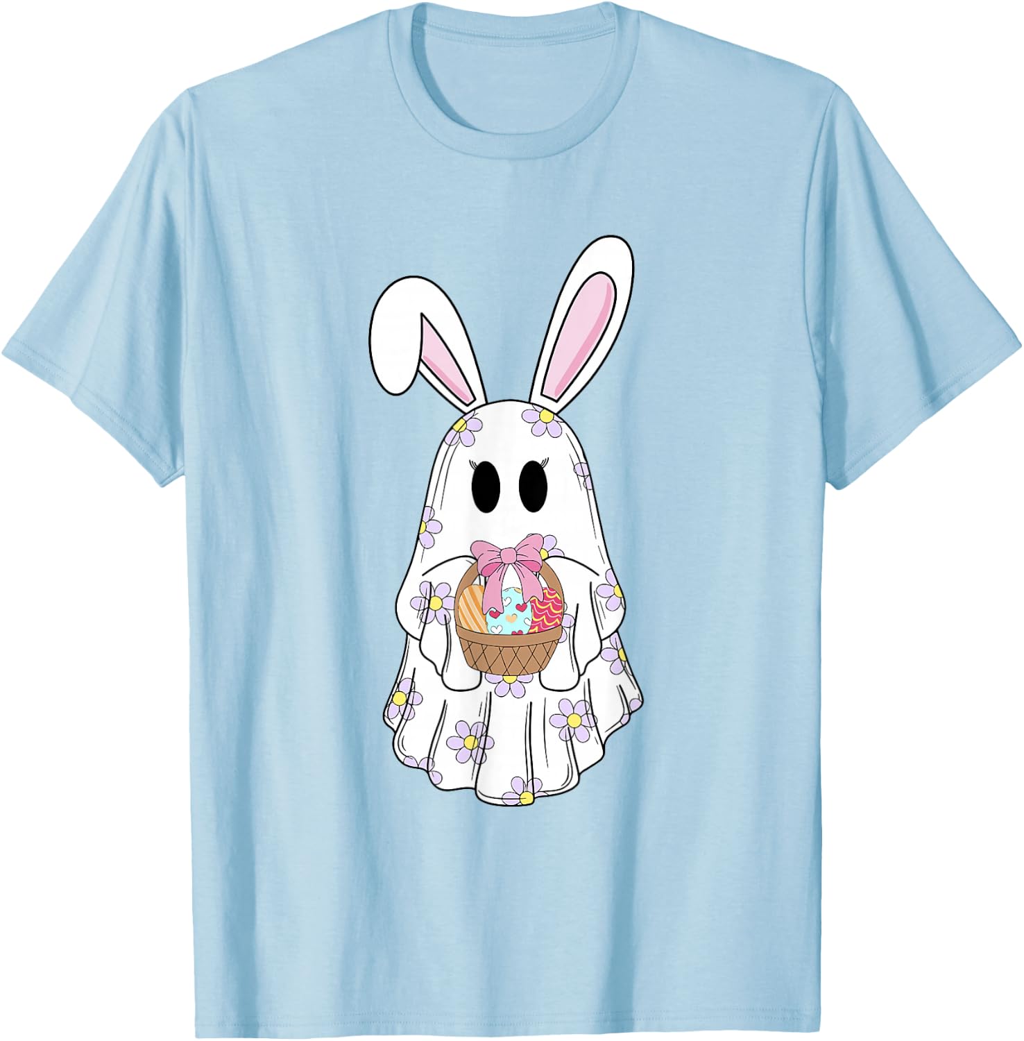 Bunny Boo Ghost Boojee Egg Easter Basket Spring Happy Easter T-Shirt - T-Shirt | Light Blue