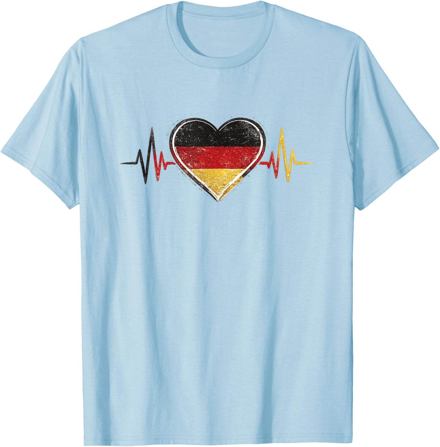 Deutschland Herzschlag Herz Flagge T-Shirt - T-Shirt | Light Blue