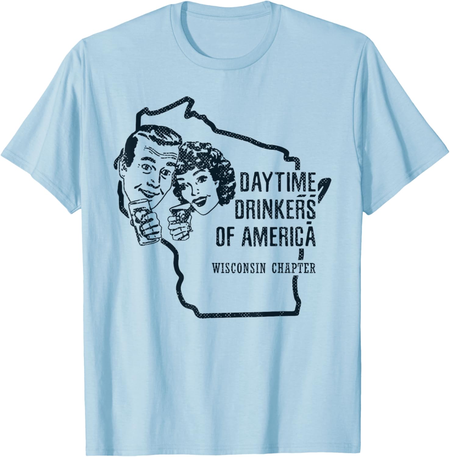 Wisconsin Day Drinking Shirt Beer Wine Drinker Alcohol Gift T-Shirt - T-Shirt | Light Blue