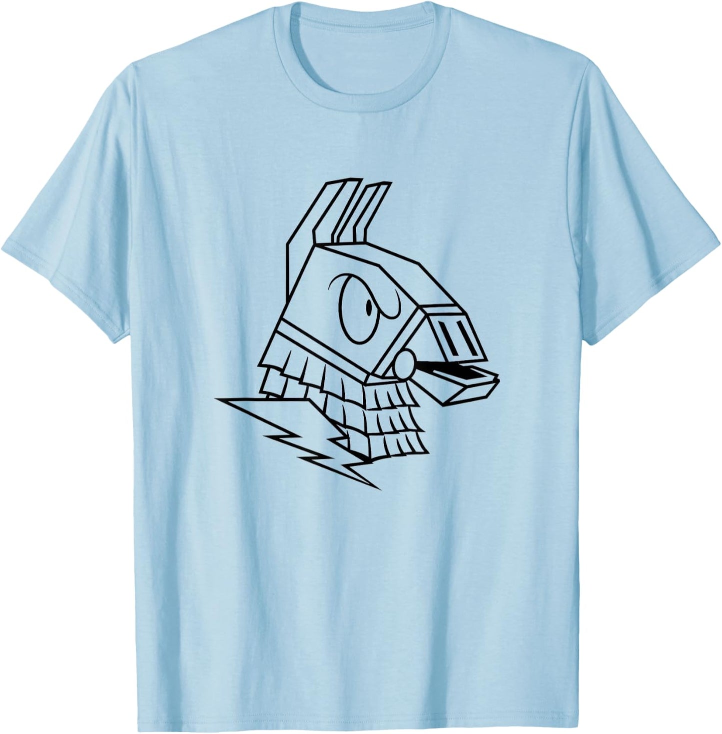 Fortnite Angry Llama Big Face Outline Art Chest Portrait T-Shirt - T-Shirt | Light Blue