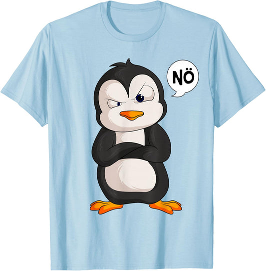 Penguin Nö Children's Girls Boys Penguin T-Shirt - T-Shirt | Light Blue
