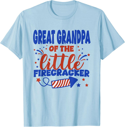 Great Grandpa of The Little Firecracker Fourth of July T-Shirt - T-Shirt | Light Blue