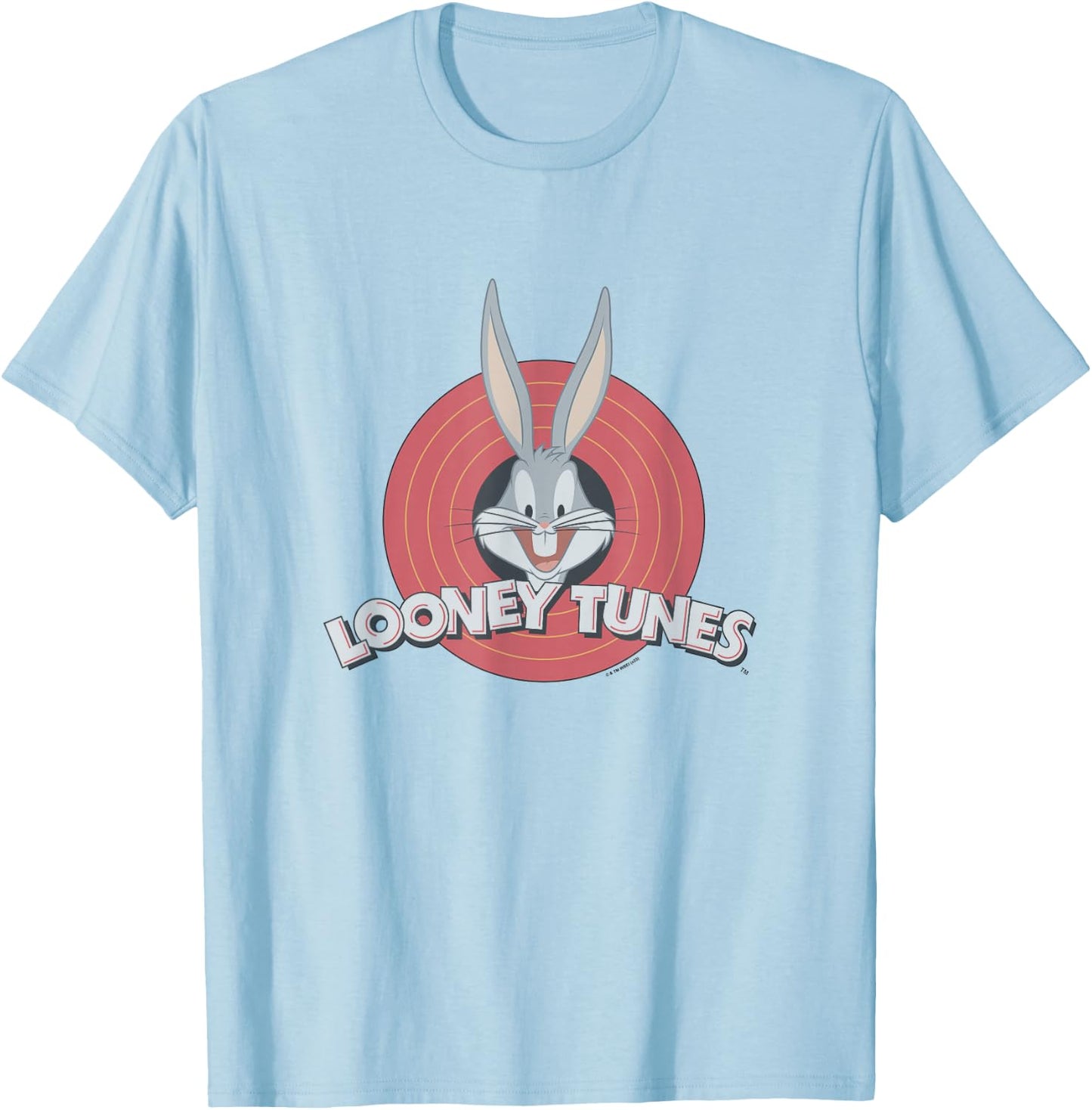 Looney Tunes Bugs Bunny Face Red Rings Portrait Retro T-Shirt - T-Shirt | Light Blue