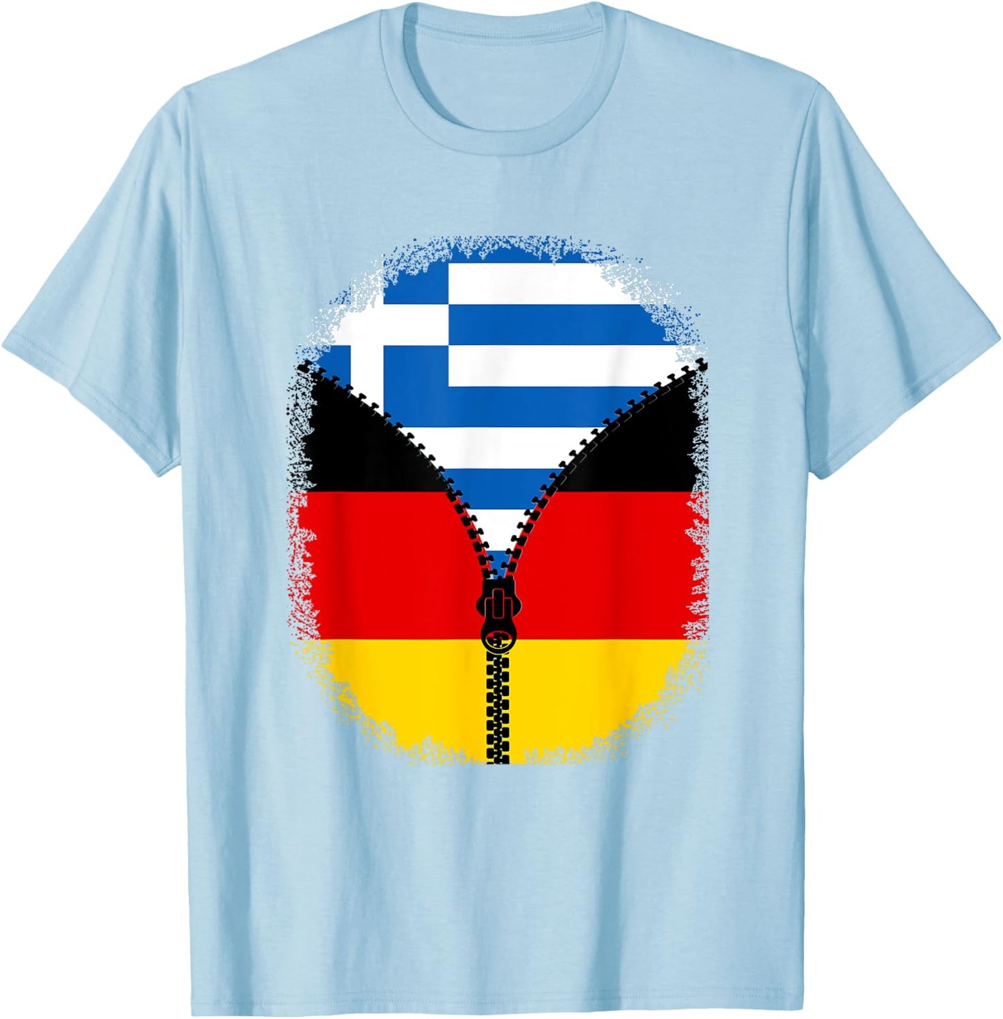 Griechenland Deutschland Flagge Griechisch Deutsch Reißverschluss T-Shirt - T-Shirt | Light Blue