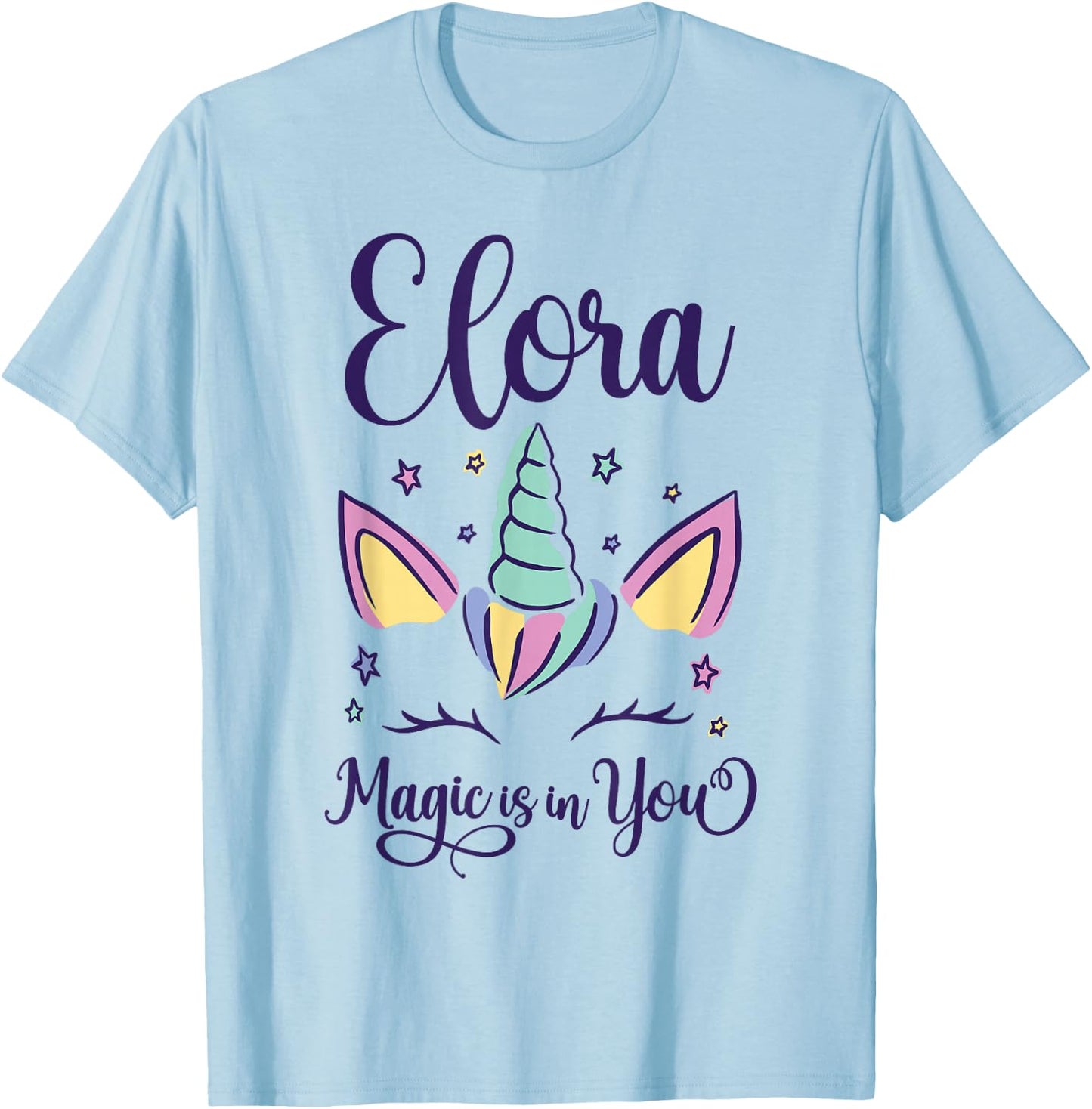 First Name Elora Personalized Elora T-Shirt - T-Shirt | Light Blue