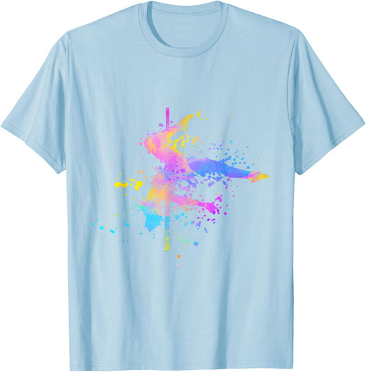 Poledance Bar Fitness Paint Splatters Women's Pole Dance , white T-Shirt - T-Shirt | Light Blue