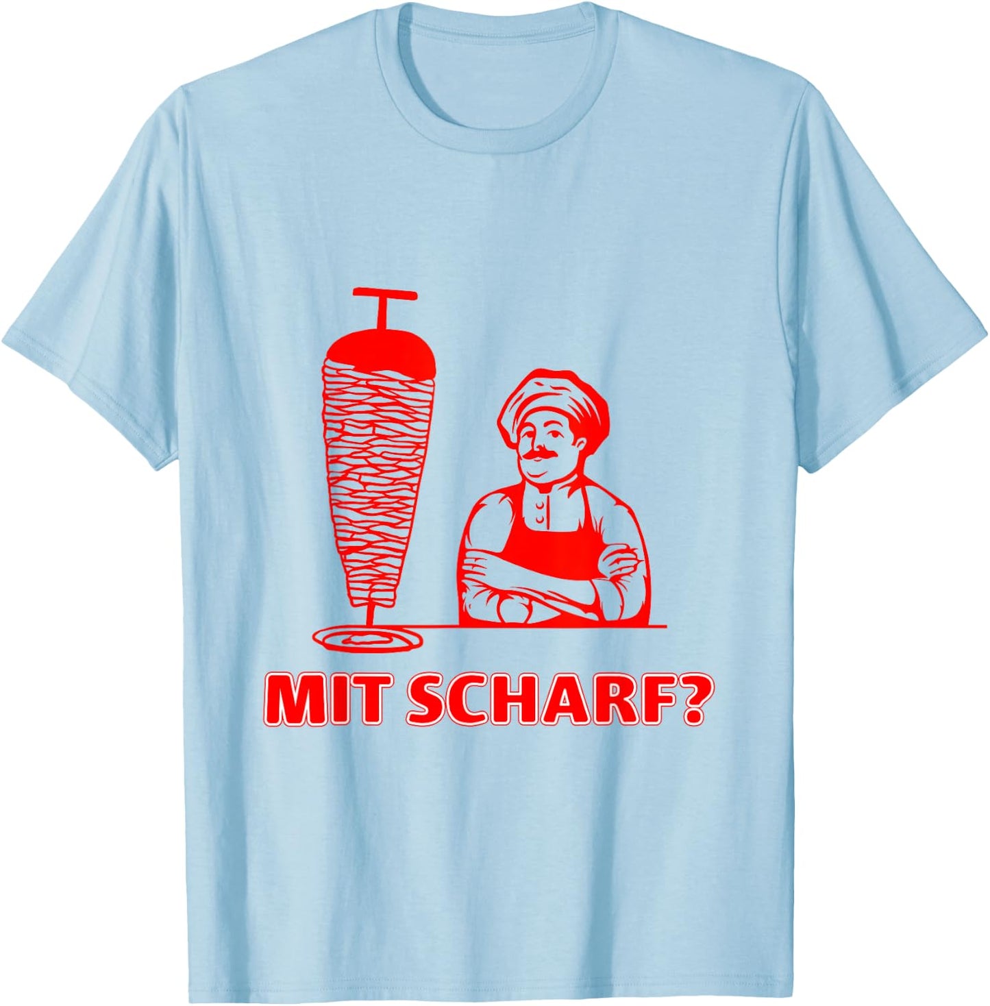 Doner Kebab Doner Shop with Scharf? , White T-Shirt - T-Shirt | Light Blue