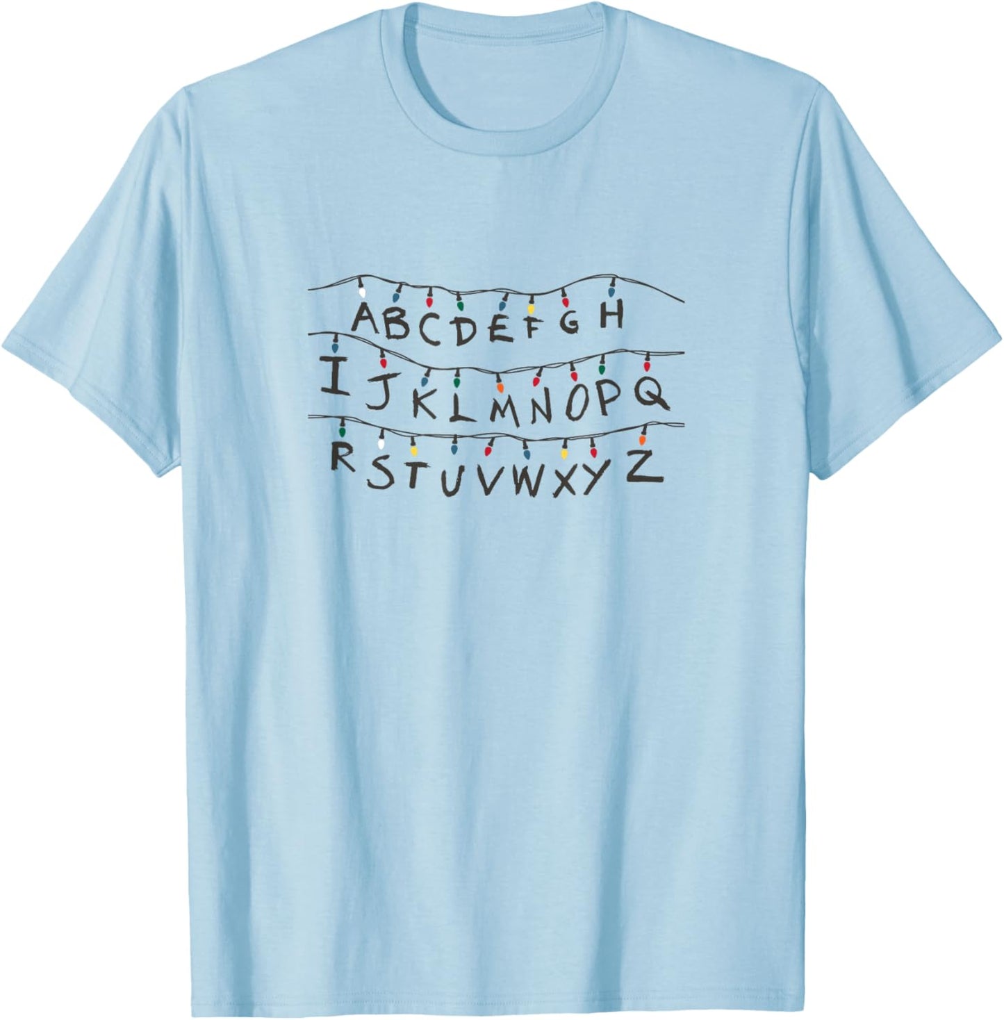 Stranger Things Alphabet , white, S T-Shirt - T-Shirt | Light Blue