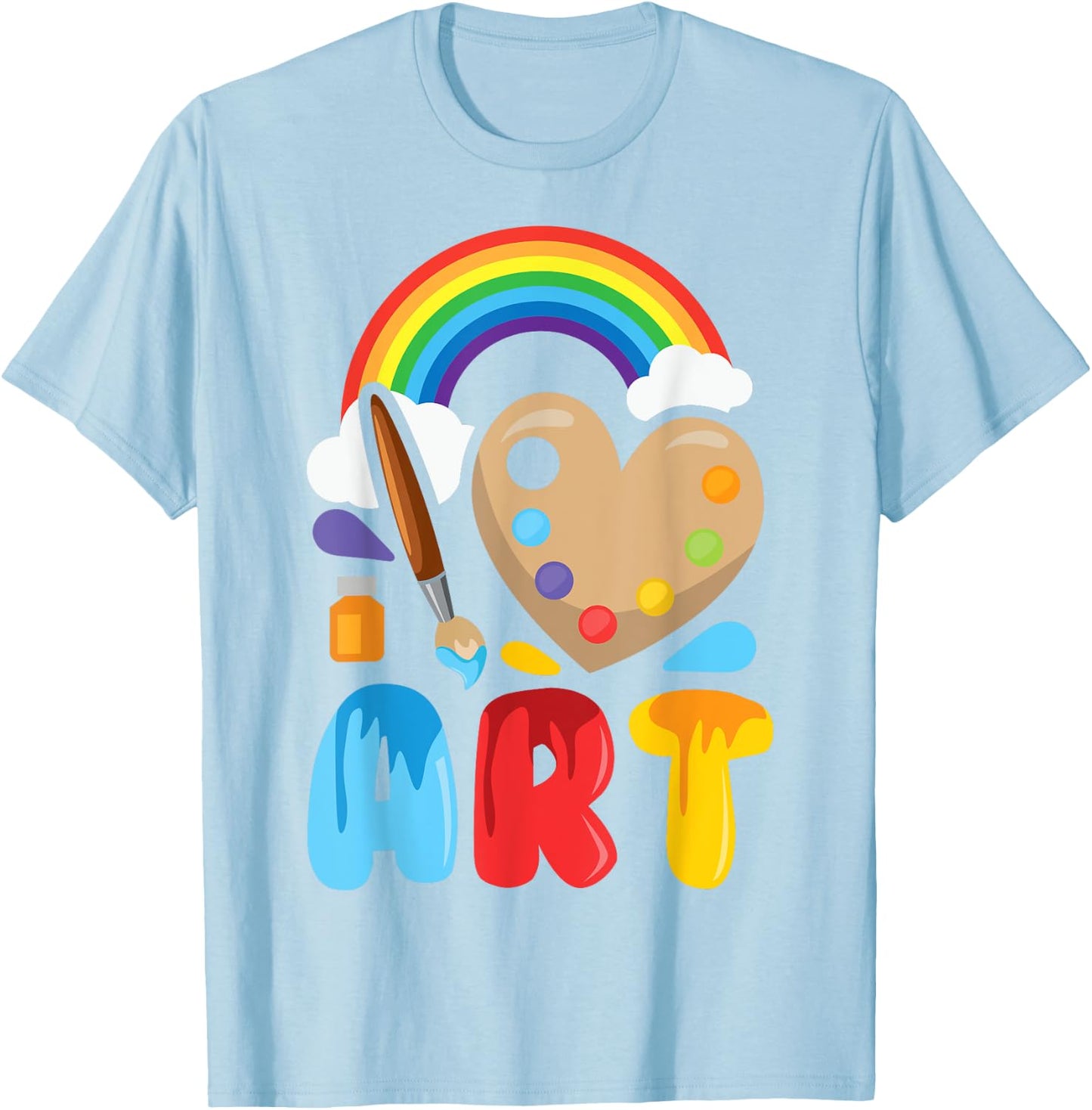 Paint Palettes for Art Teacher Acrylic Painting , White, S T-Shirt - T-Shirt | Light Blue