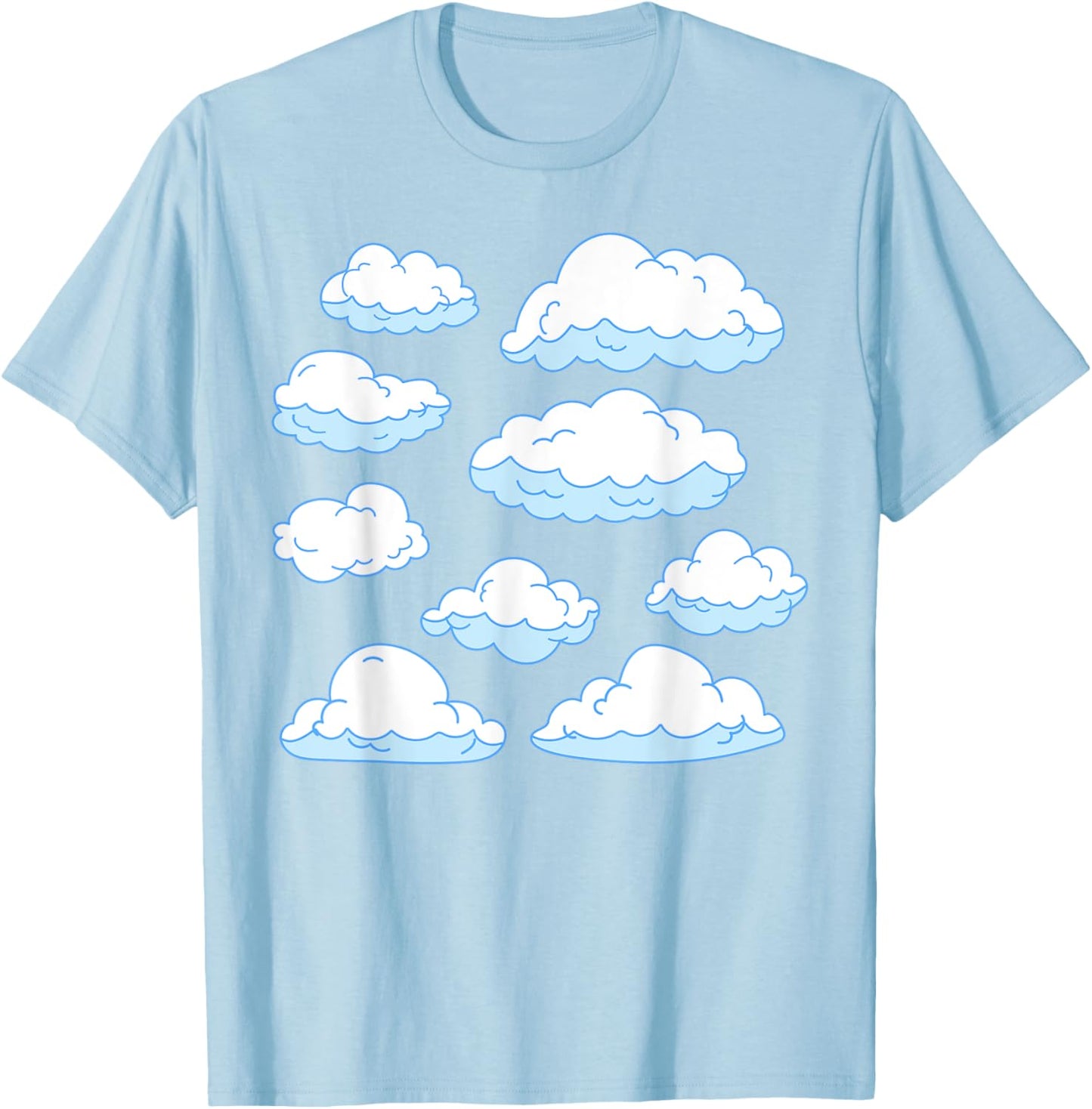 Sky Clouds Cool Atmosphere White Clouds T-Shirt - T-Shirt | Light Blue