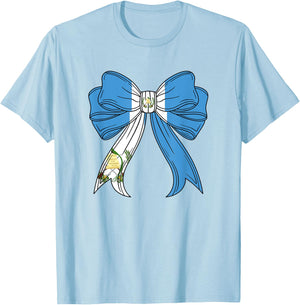 Chapina Guatemalan Women Girls Guatemala Flag Coquette Bow T-Shirt - T-Shirt | Light Blue