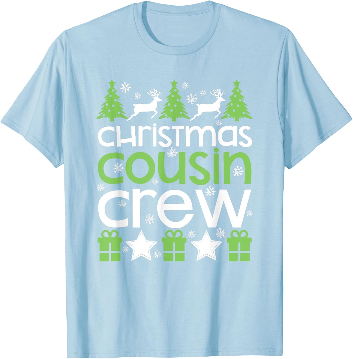 Christmas Cousin Crew Cute Family Photo Pajama Holiday Gift T-Shirt - T-Shirt | Light Blue
