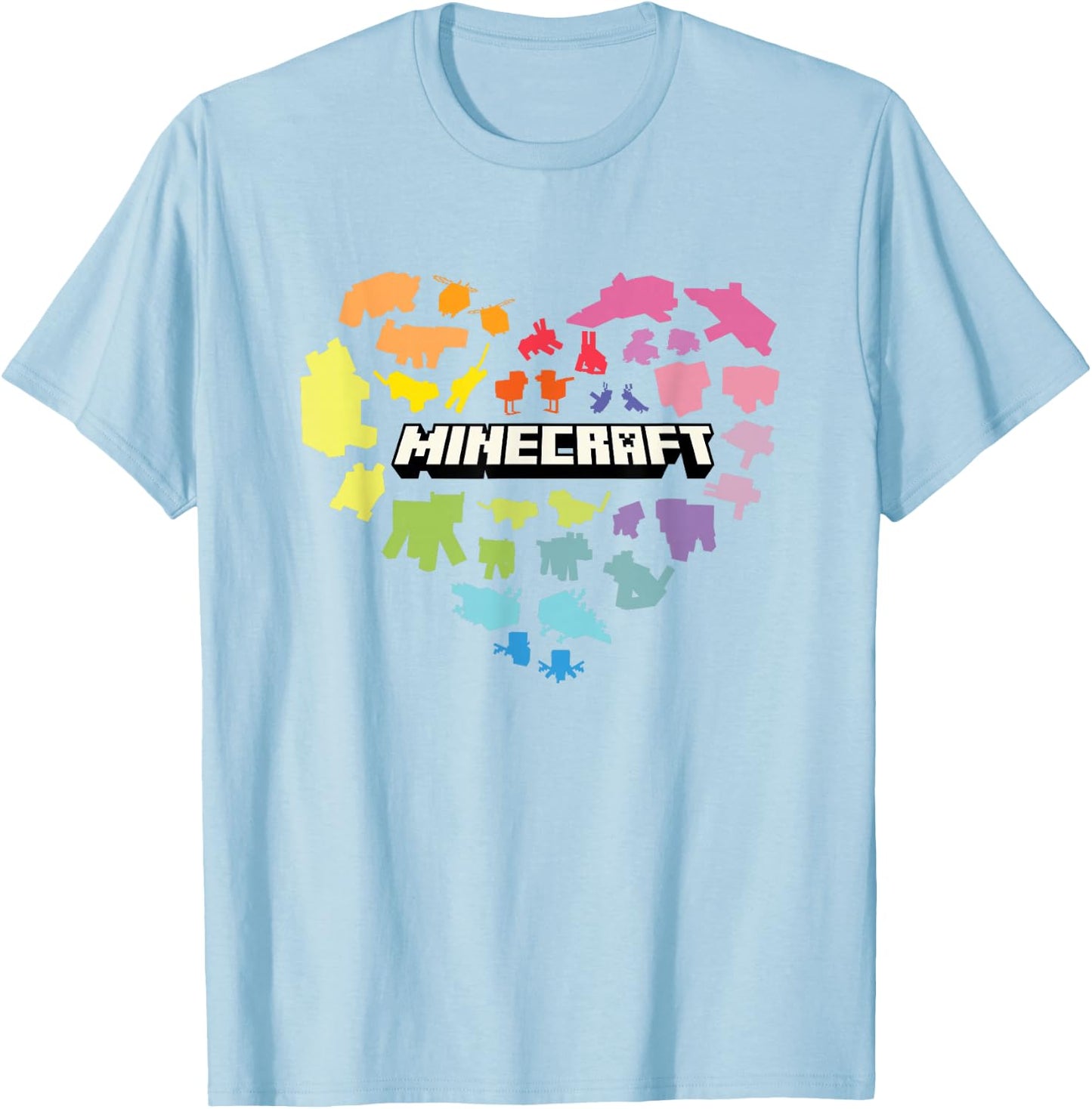 Minecraft Valentine's Day Heart Shaped Rainbow Icons , white, S T-Shirt - T-Shirt | Light Blue
