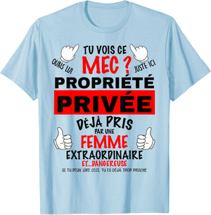Private Property Attention Woman Jealous Humor Couple , white, S T-Shirt - T-Shirt | Light Blue