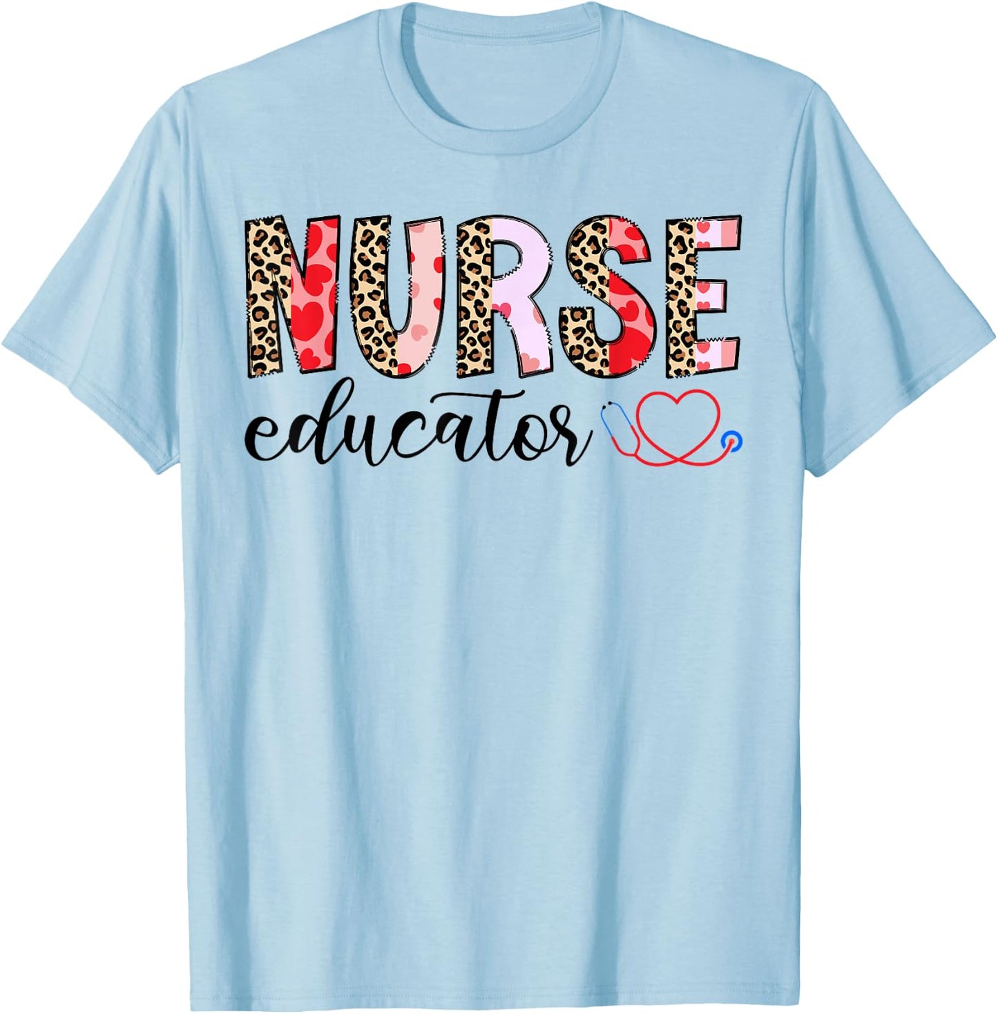 Nurse Educator Leopard T-Shirt - T-Shirt | Light Blue