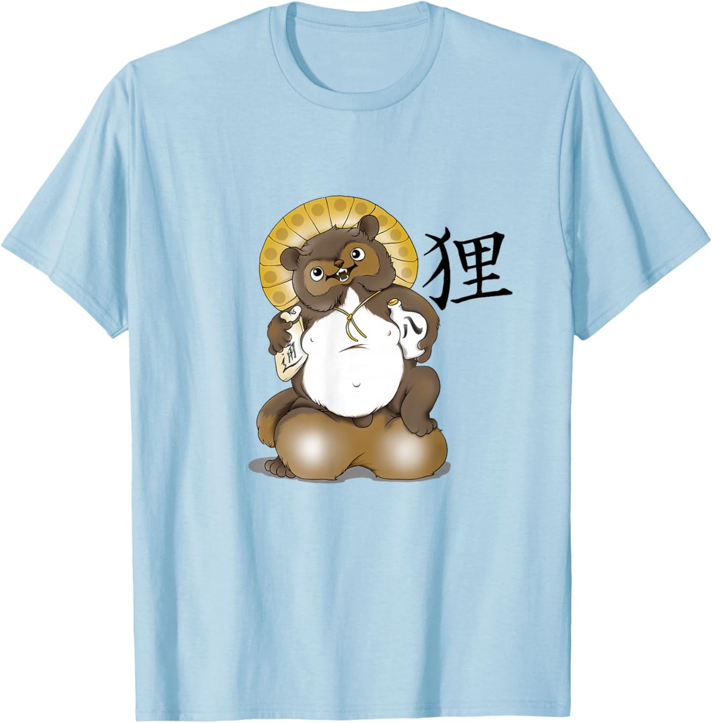Tanuki Bake-danuki Japanese Raccoon Dog Lucky Sack Shirt T-Shirt - T-Shirt | Light Blue