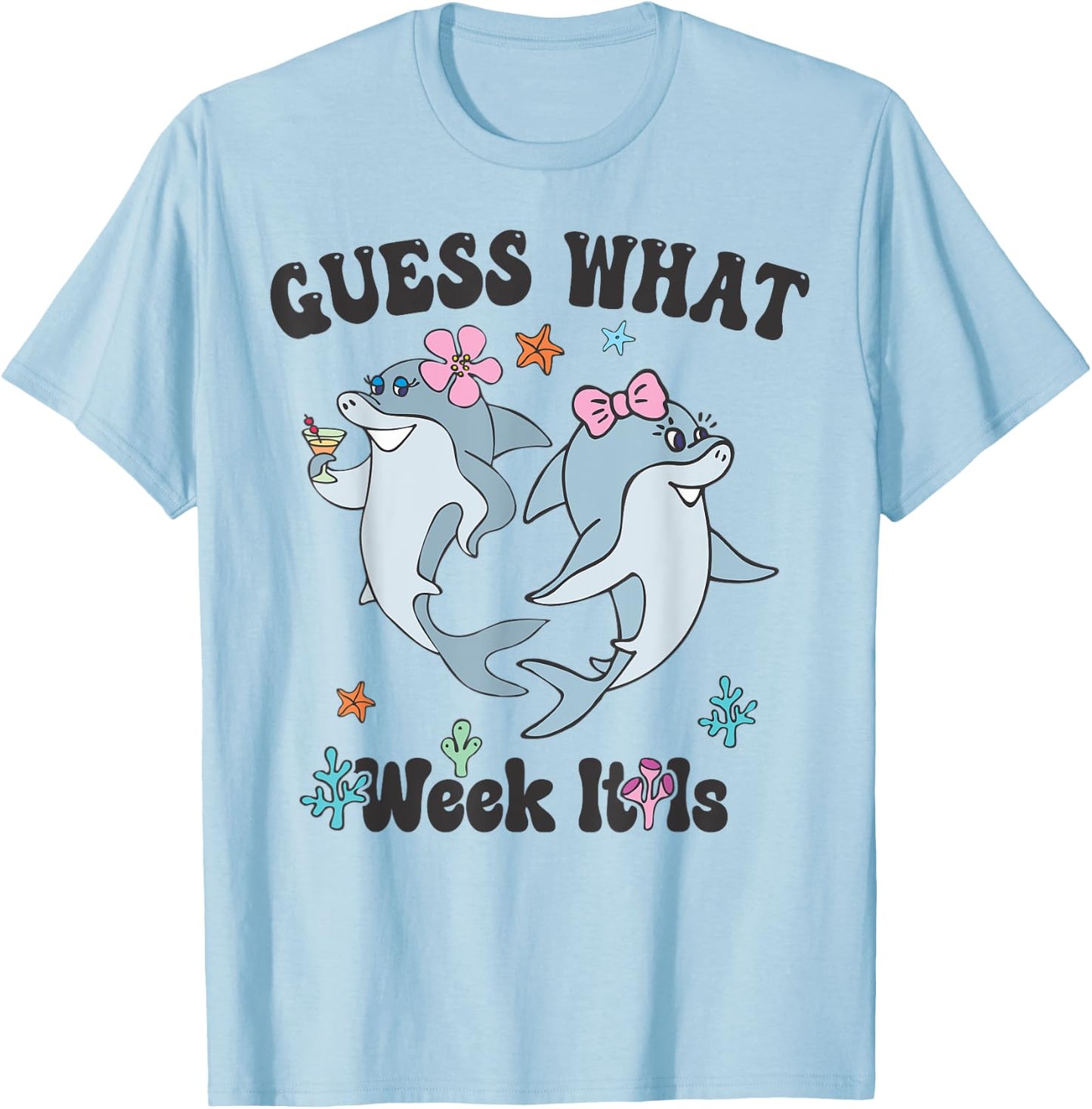 Guess What Week It Is Cute Shark Girls & Kids Funny T-Shirt - T-Shirt | Light Blue